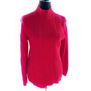 Croft & Barrow Turtleneck 100% Cotton Cable Knit Sweater Red Size Medium